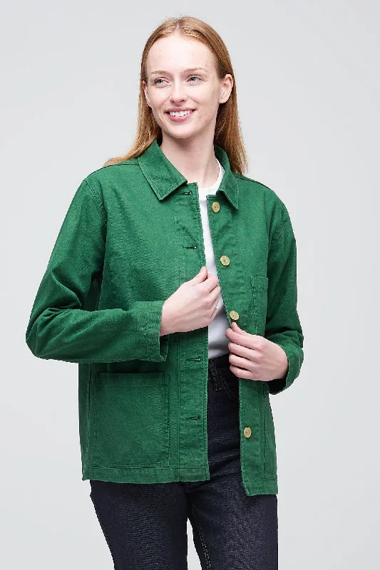 Women's quilted puffer jackets in a cropped silhouette for a modern twist  Women's Chore Jacket - Bottle Green