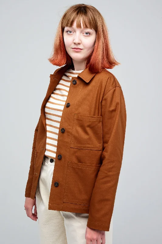 Women's shearling - lined suede jackets for ultimate warmth and luxury Women's Chore Jacket - Dark Tan Women's shearling - lined suede jackets for ultimate warmth and luxury Women's Chore Jacket - Dark Tan
