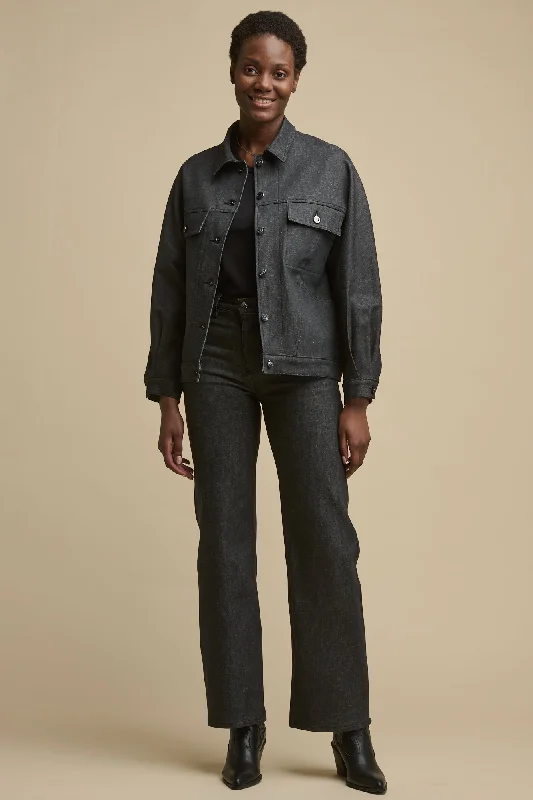 Women's long - length wool blend jackets for a warm and stylish winter look  Women's Jodie Denim Jacket - Black
