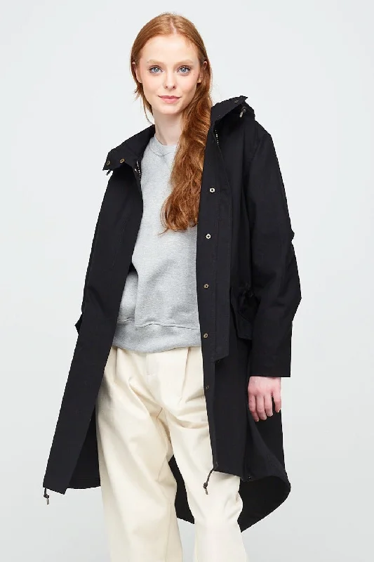 Women's shearling - lined suede jackets for ultimate warmth and luxury  Women's Long Parka - Black