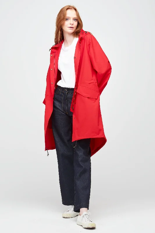 Women's long - length wool blend jackets for a warm and stylish winter look  Women's Long Parka - Red