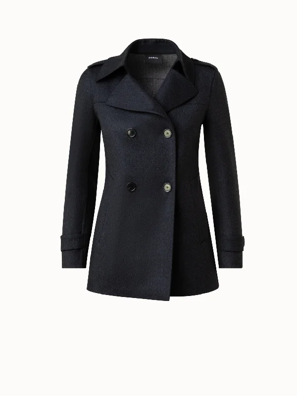 Women's cropped leather jackets with a fringe detail for a western - inspired outfit  Wool Stretch Double-Face Peacoat