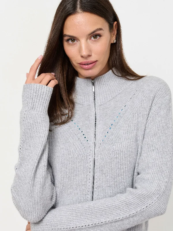 button down women cardigan with vintage buttons Zippered Cardigan