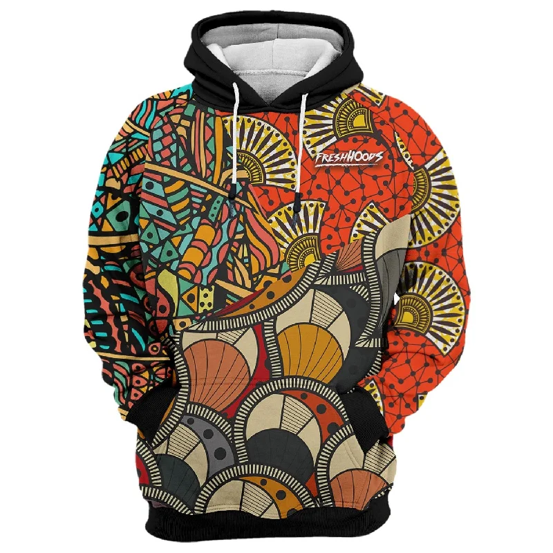 Women's quarter - zip sweatshirt made of organic cotton for eco - conscious fashion African Pattern Hoodie Women's quarter - zip sweatshirt made of organic cotton for eco - conscious fashion African Pattern Hoodie