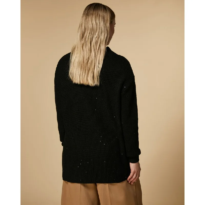 Plus Size Women's Zip - Up Fleece - Lined Sweater in Black for Extra Warmth in Cold WeatherAMANDA