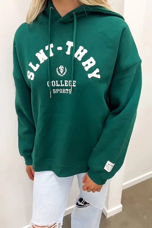 Women's cropped sweatshirt with a slogan graphic for a fun and expressive look Athletics Hoody Green Women's cropped sweatshirt with a slogan graphic for a fun and expressive look Athletics Hoody Green