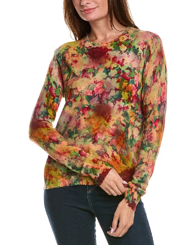 Women's Fair Isle Patterned Wool Sweater in Multicolor for a Traditional Holiday VibeAutumn Cashmere Distressed Floral Print Cashmere Sweater