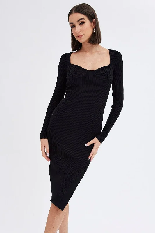 Mock Neck Women's Angora Blend Sweater Dresses in Solid Colors Black Knit Dress Sweetheart Neck Long Sleeve Midi Mock Neck Women's Angora Blend Sweater Dresses in Solid Colors Black Knit Dress Sweetheart Neck Long Sleeve Midi