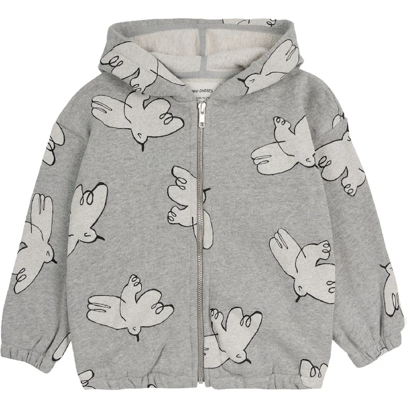 Women's sweatshirt with a mesh panel insert for breathability during workouts Bobo Choses Light Heather Grey Freedom Bird All Over Zipped Hoodie Women's sweatshirt with a mesh panel insert for breathability during workouts Bobo Choses Light Heather Grey Freedom Bird All Over Zipped Hoodie