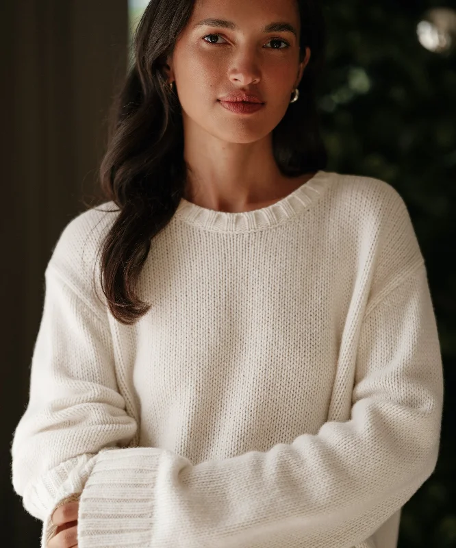 Women's Off - Shoulder Chunky Knit Sweater Dresses in Earth Tones Cashmere Amelia Crewneck