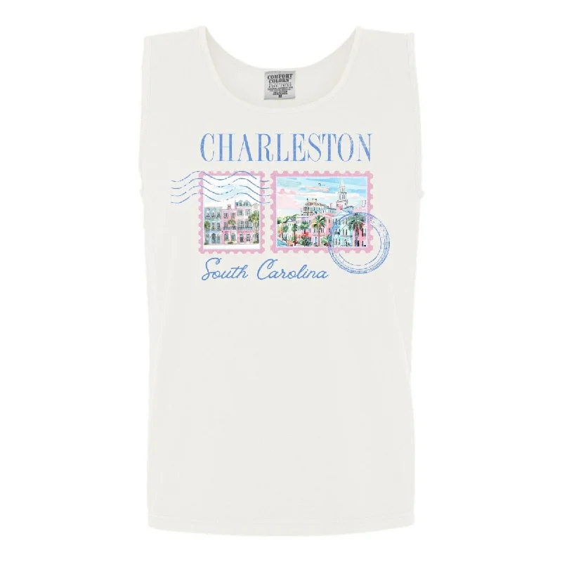 Women's Cropped Tank Tops with Vintage Band Logos  'Charleston Stamp' Tank Top