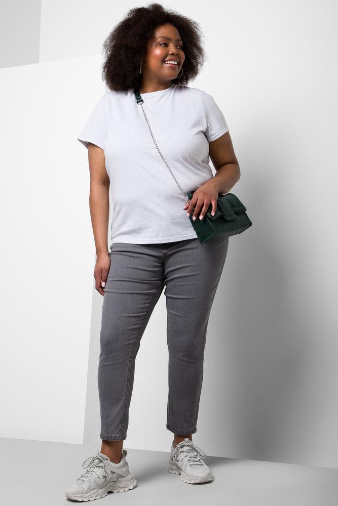 Women's round neck t shirt Crew Neck Short Sleeve T-Shirt Grey