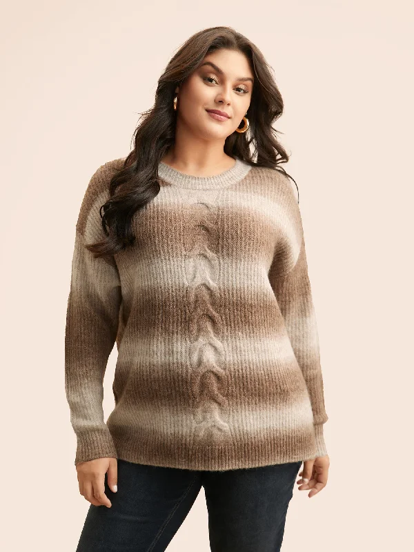 Plus Size Women's Open - Front Cardigan Sweater in Burgundy with Buttons for a Stylish LayerCrew Neck Textured Drop Shoulder Pullover Plus Size Women's Open - Front Cardigan Sweater in Burgundy with Buttons for a Stylish LayerCrew Neck Textured Drop Shoulder Pullover