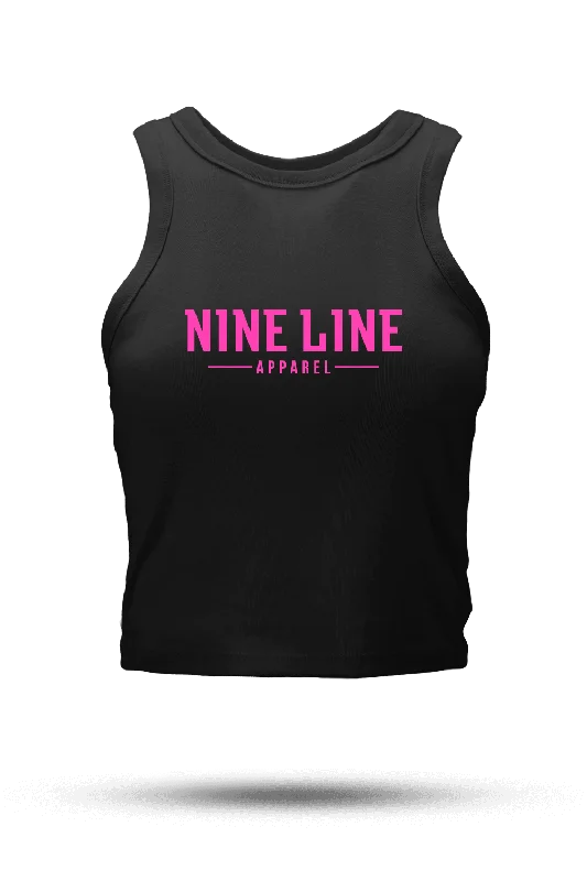 Women's round neck t shirt Crop Tank - NLA Basic Pink Logo