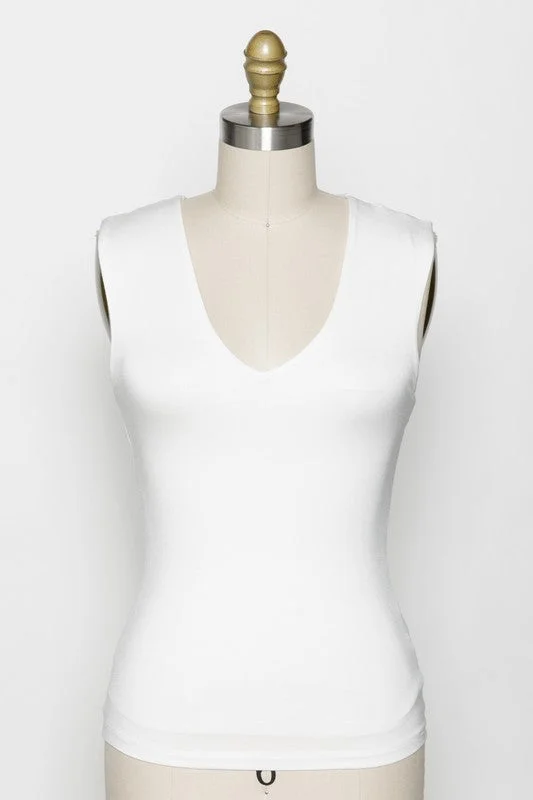 High - Neck Women's Silk Blend Tank Tops for a Luxurious Feel  DOUBLE LAYER TANK TOP