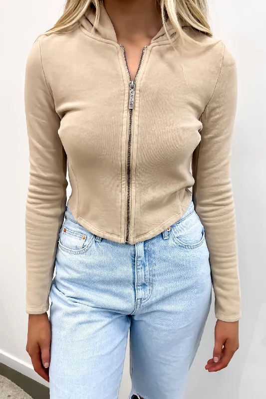 Women's color - block hoodie combining bold hues for a fashion - forward statement Dua Zip Thru Oatmeal