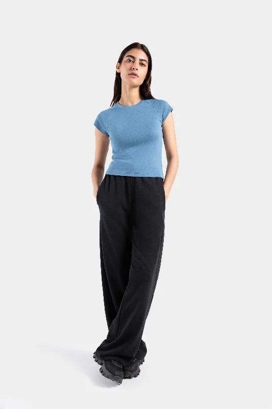 Women's red t shirt Super Cropped Slim T-shirt with Cap Sleeves
