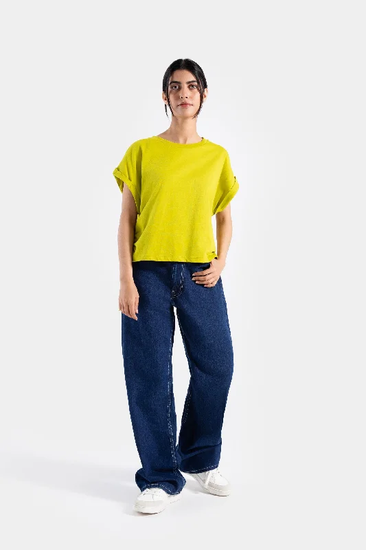Women's oversized t shirt Batwing Sleeve Ruched Side Super Cropped T-shirt