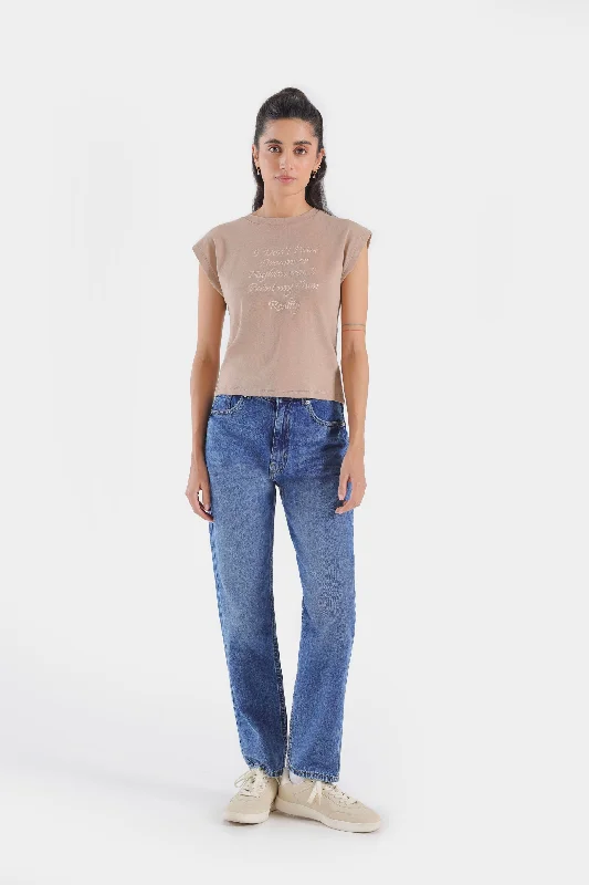 Women's graphic t shirt Slogan  Super Cropped T-Shirt