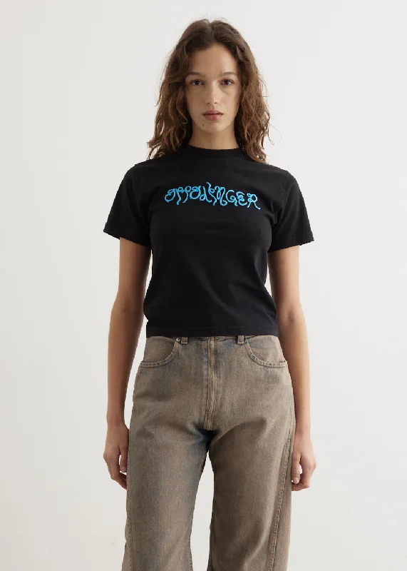 Women's crew neck t shirt Fitted Puffy Logo T-Shirt