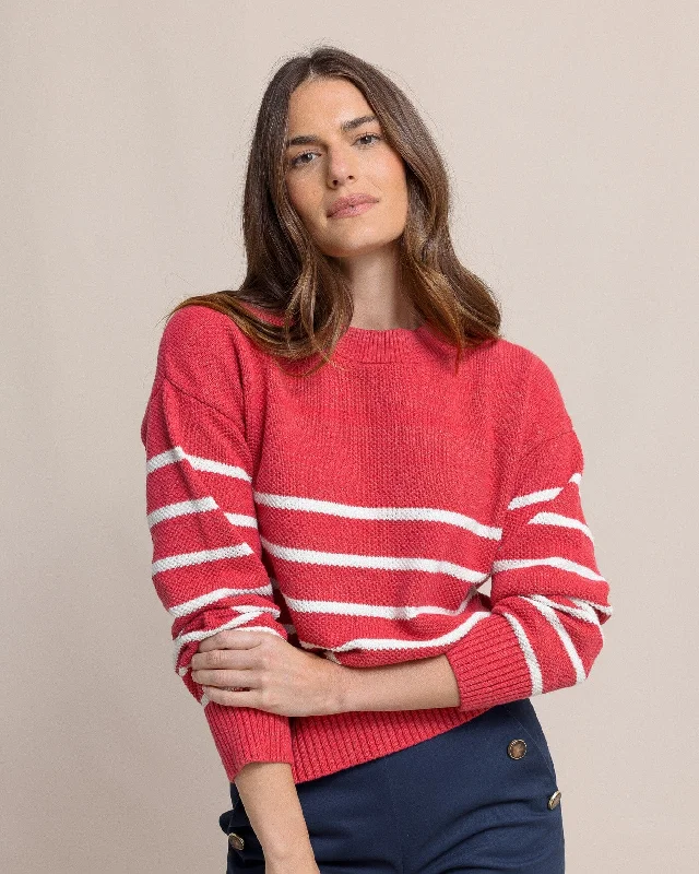 Plus Size Women's Zip - Up Fleece - Lined Sweater in Black for Extra Warmth in Cold WeatherHaisley Stripe Crewneck Sweater