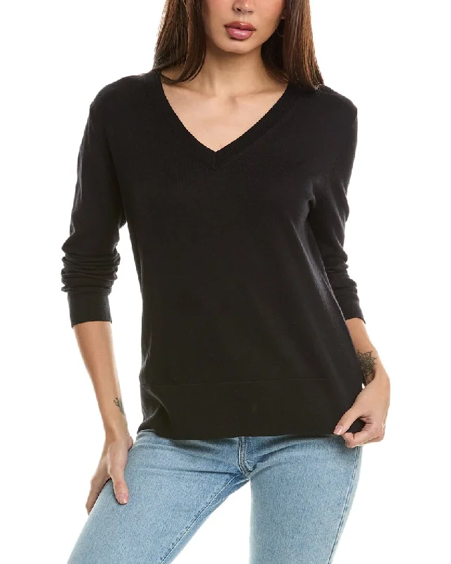 Plus Size Women's Long Sleeve Cable Knit Sweater Dresses Hannah Rose Santa Monica Cashmere-Blend Pullover