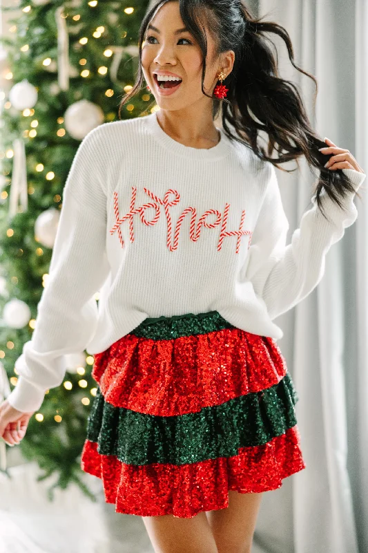 Plus Size Women's Fringe - Trimmed Sweater in Beige for a Boho - Inspired StyleHohoho White Knit Sweater