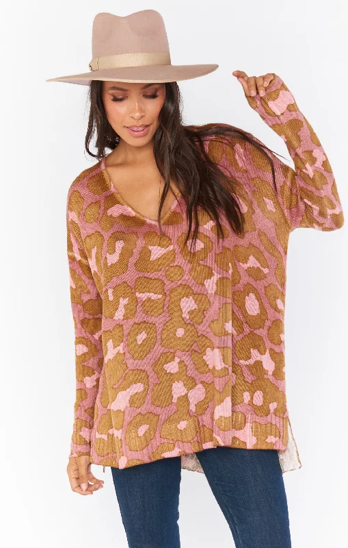 Short Sleeve Women's Cashmere Sweater Dresses in Pastel Hues Hug Me Sweater ~ Rosy Leopard Knit Short Sleeve Women's Cashmere Sweater Dresses in Pastel Hues Hug Me Sweater ~ Rosy Leopard Knit