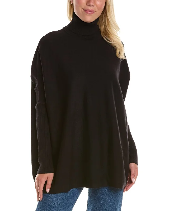 Short Sleeve Women's Cashmere Sweater Dresses in Pastel Hues Joan Vass Turtleneck Boxy Pullover