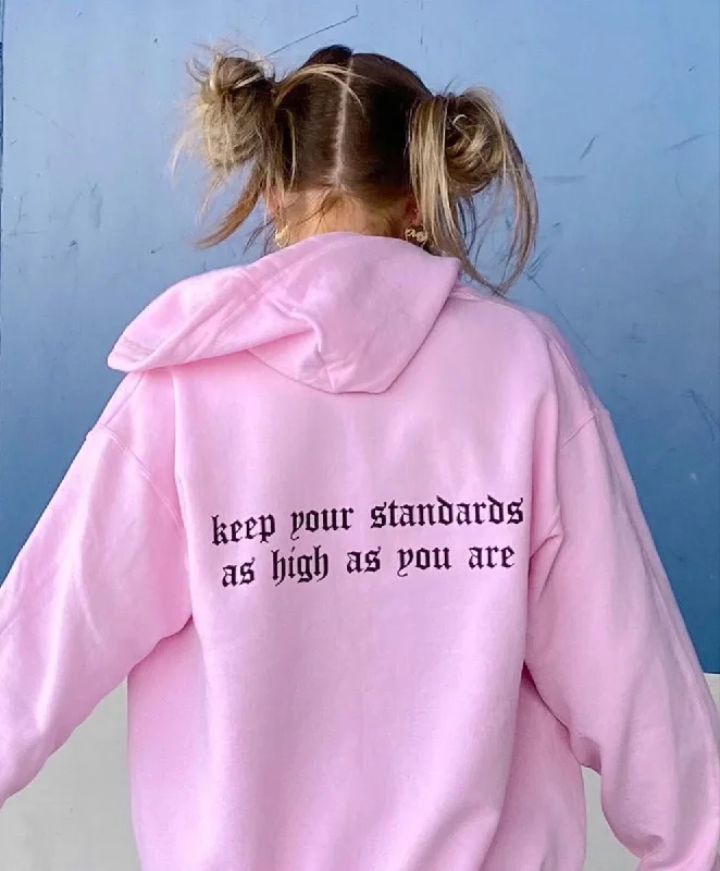 Women's sweatshirt with a mesh panel insert for breathability during workouts Keep Your Standards hoodies Women's sweatshirt with a mesh panel insert for breathability during workouts Keep Your Standards hoodies