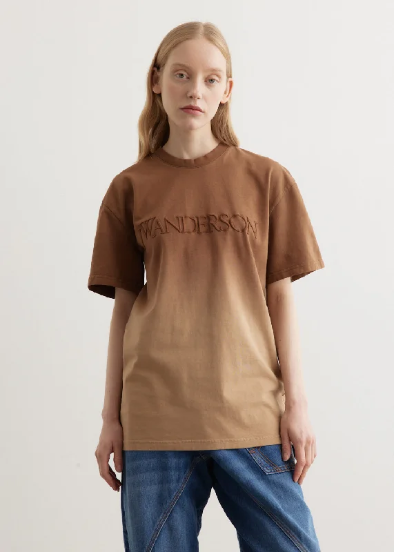 Women's modern t shirt Logo Embroidery Gradient T-Shirt