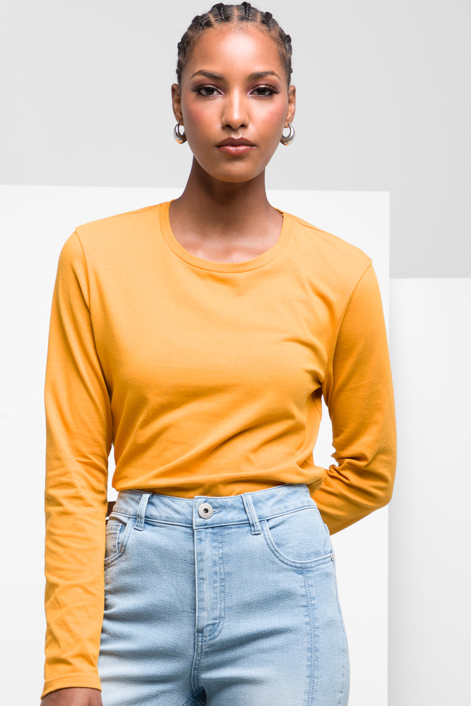 Women's Ralph Lauren t shirt Long Sleeve Crew Neck T-Shirt Yellow