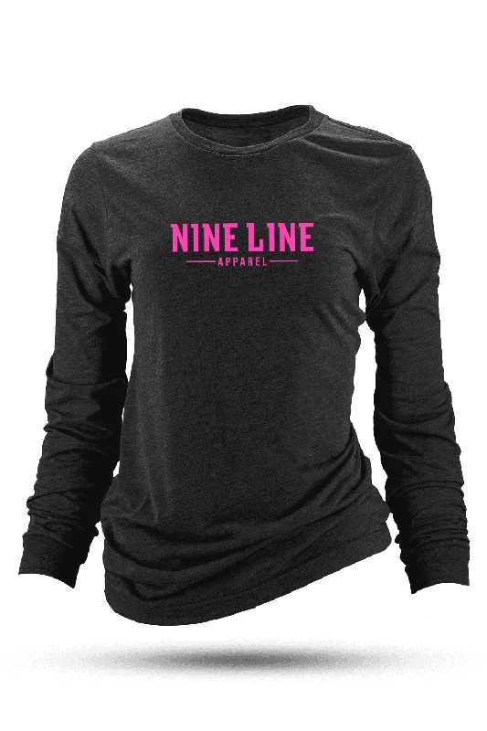 Women's v neck t shirt NLA Basic Pink Logo - Long-Sleeve Shirt