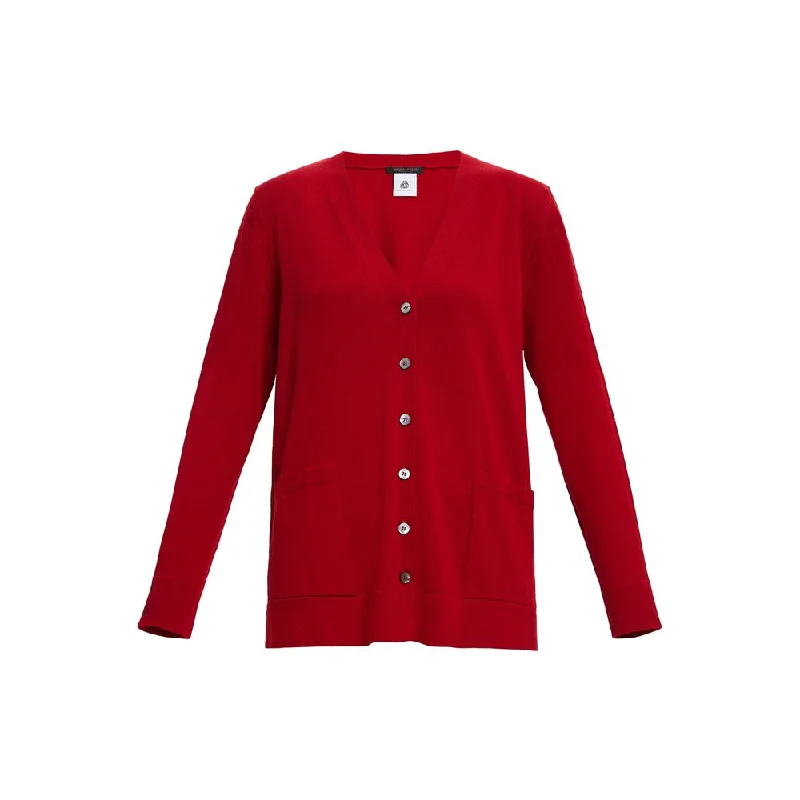 Plus Size Women's Open - Front Cardigan Sweater in Burgundy with Buttons for a Stylish LayerMAIS