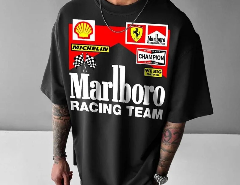 Women's hoodie with a detachable hood for customizable styling Marlboro oversized men tshirt