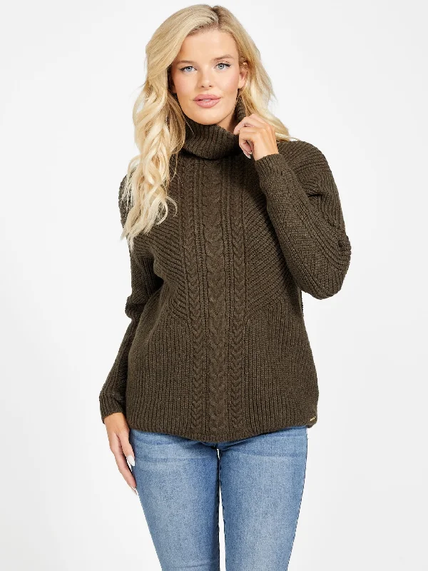 Midi - Length Women's Shetland Wool Sweater Dresses in Traditional Patterns Melissa Turtleneck Sweater