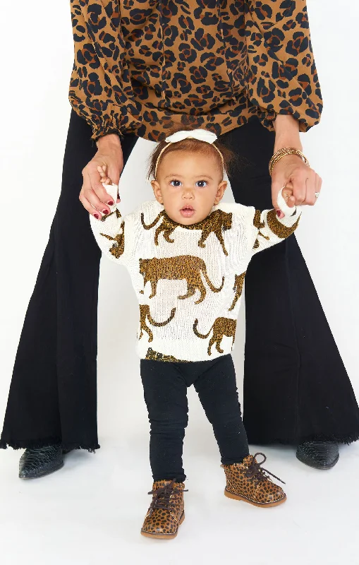 Belted Women's Cotton Blend Sweater Dresses for a Casual Look Mini Arroyo Sweater ~ Tossed Leopard Knit