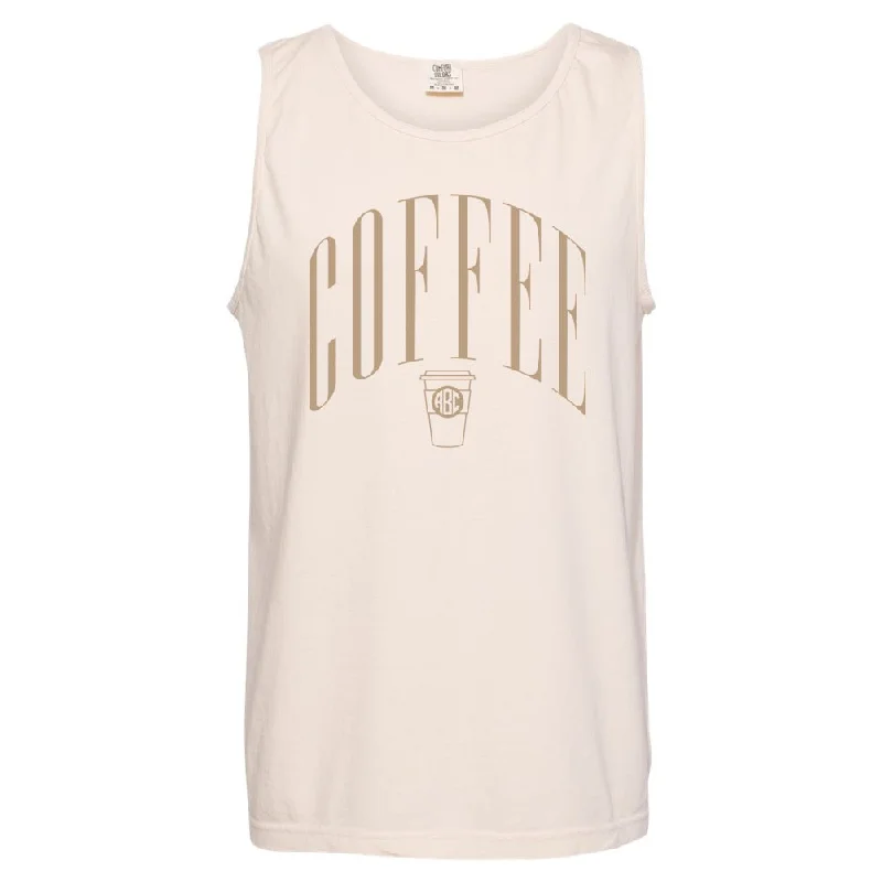 Women's Sleeveless Ribbed Tank Tops for a Trendy Look  Monogrammed 'Coffee' Tank Top