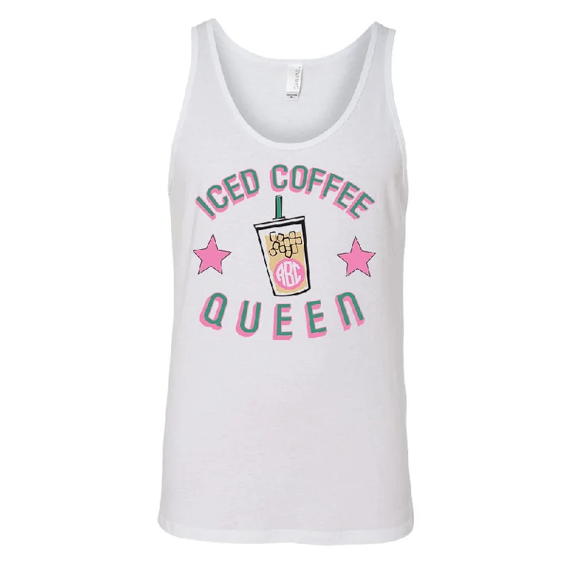 High - Neck Women's Silk Blend Tank Tops for a Luxurious Feel  Monogrammed 'Iced Coffee Season' Premium Tank Top