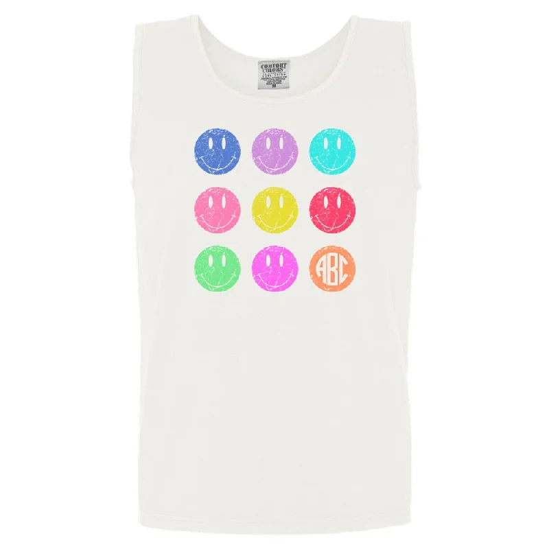 One - Shoulder Women's Rayon Blend Tank Tops for a Flowy Look Monogrammed 'Retro Smiley' Comfort Colors Tank Top One - Shoulder Women's Rayon Blend Tank Tops for a Flowy Look Monogrammed 'Retro Smiley' Comfort Colors Tank Top