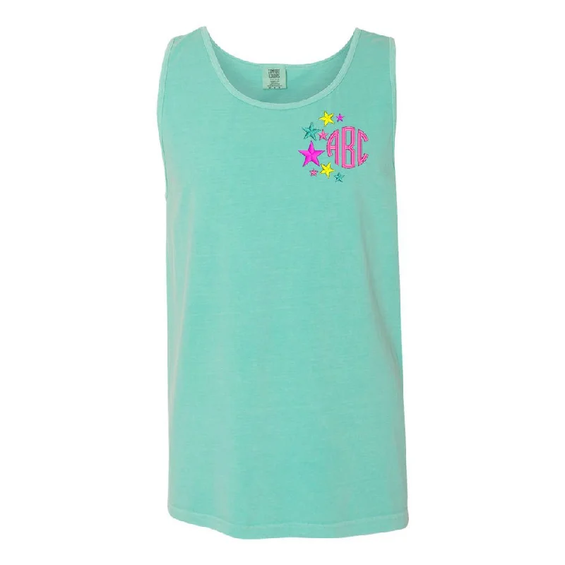 Plus Size Women's Puff - Sleeve Tank Tops in Pastel Hues Monogrammed Stars Comfort Colors Tank Top Plus Size Women's Puff - Sleeve Tank Tops in Pastel Hues Monogrammed Stars Comfort Colors Tank Top