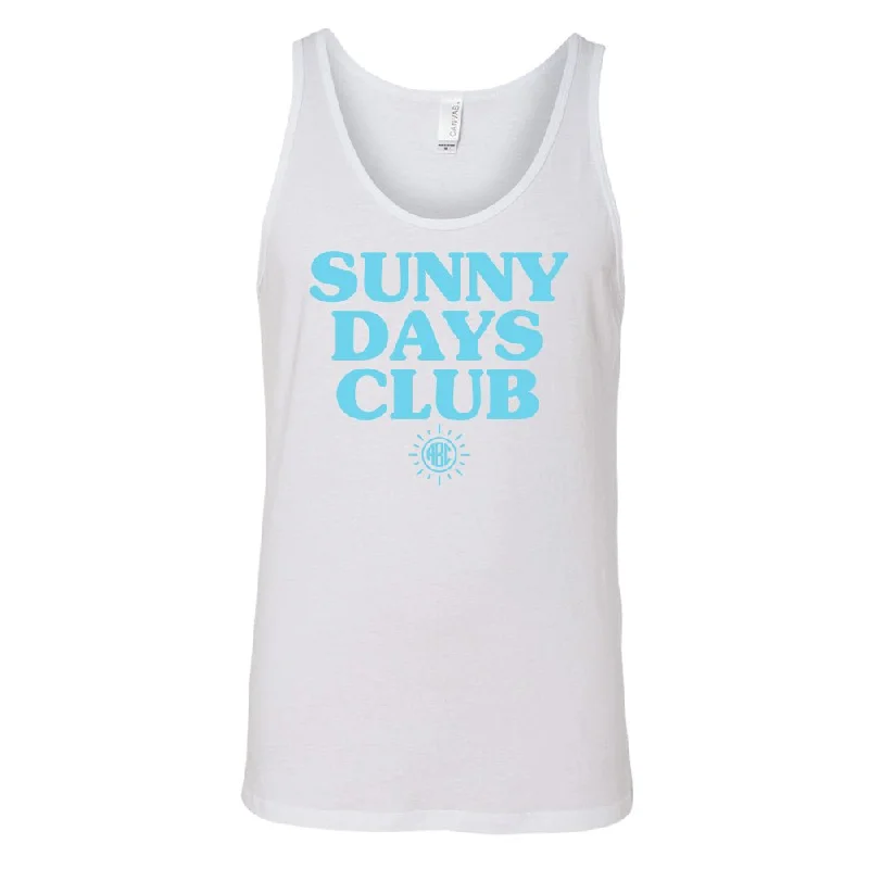 Plus Size Women's Side - Slit Tank Tops in Metallic Shades Monogrammed 'Sunny Days Club' Premium Tank Top Plus Size Women's Side - Slit Tank Tops in Metallic Shades Monogrammed 'Sunny Days Club' Premium Tank Top