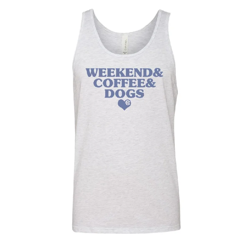 Women's Sleeveless Ribbed Tank Tops for a Trendy Look Monogrammed 'Weekend & Coffee & Dogs' Premium Tank Top Women's Sleeveless Ribbed Tank Tops for a Trendy Look Monogrammed 'Weekend & Coffee & Dogs' Premium Tank Top