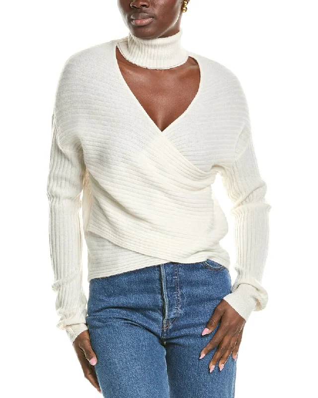Women's Turtleneck Cashmere - Blend Sweater in Charcoal for a Sophisticated Winter EnsembleNAADAM Reversible Wrap Turtleneck Wool & Cashmere-Blend Sweater