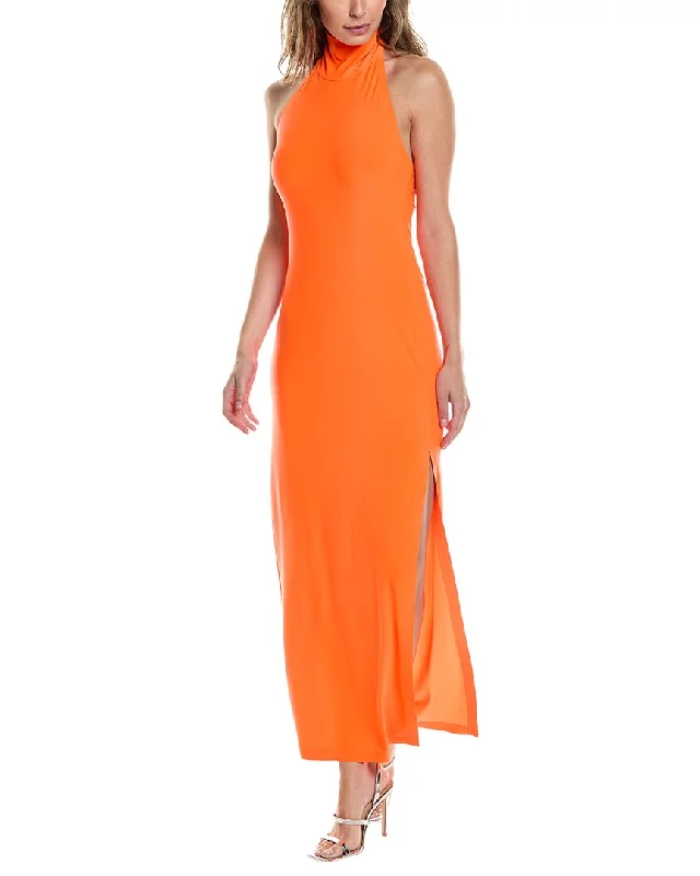 Cowl Neck Women's Cashmere Blend Sweater Dresses for Winter Norma Kamali Halter Turtleneck Side Slit Gown