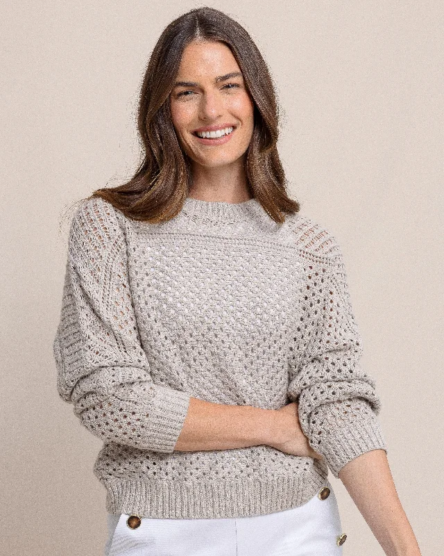 Plus Size Women's Pocket - Detail Sweater in Olive Green for a Practical and Fashionable PieceOphelia Open Stitch Sweater