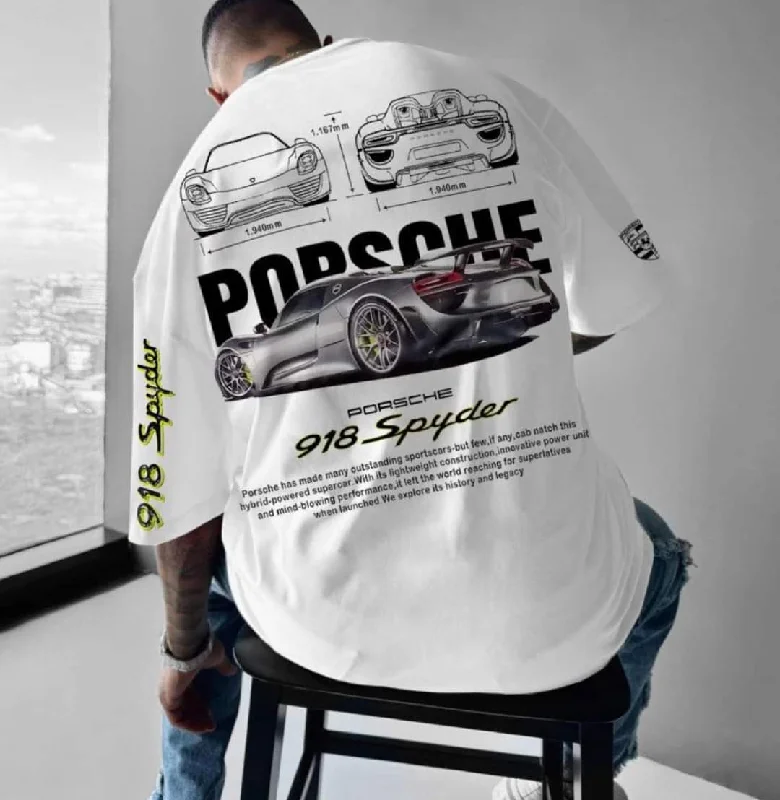 Women's oversized cropped hoodie with drawstrings for a trendy look Porsche oversized men tshirt
