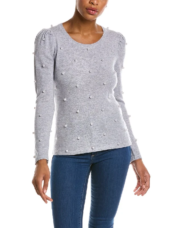 Mock Neck Women's Angora Blend Sweater Dresses in Solid Colors Qi Cashmere Pearl Embellished Wool & Cashmere-Blend Sweater Mock Neck Women's Angora Blend Sweater Dresses in Solid Colors Qi Cashmere Pearl Embellished Wool & Cashmere-Blend Sweater