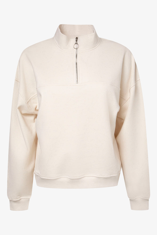 Women's gray t shirt Quater Zip Fleece Pull Over
