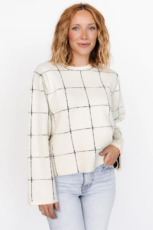 Plus Size Women's Zip - Up Fleece - Lined Sweater in Black for Extra Warmth in Cold WeatherRemington Sweater | Ivory + Black Plus Size Women's Zip - Up Fleece - Lined Sweater in Black for Extra Warmth in Cold WeatherRemington Sweater | Ivory + Black